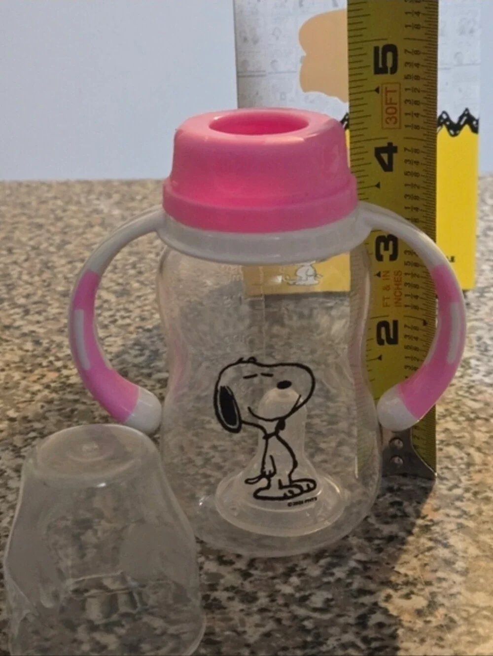 Peanuts Snoopy Pink Kids Feeding Bottle with Handles